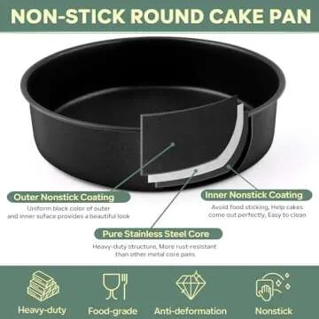 P&P CHEF Non-Stick Cake Pan Set - 9.5 Inch Essential Bakeware