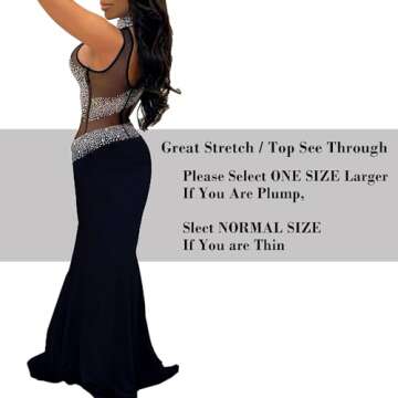 PORRCEY Women's Sexy Hot Drilling Craft Dress Long Sleeve Bodycon Party Club Night Out Dress(K2225,B...