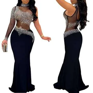 Stunning PORRCEY Women's Sexy Rhinestone Dress for Parties