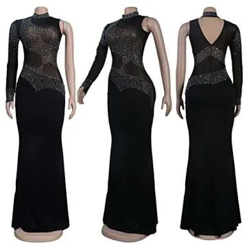 Stunning PORRCEY Women's Sexy Rhinestone Dress for Parties