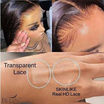 BEEOS 13x6 Ultra-fitted Real HD Lace Front Wig, 250% Density Body Wave Invisible Lace Pre-plucked Bleached Knots Natural Black Brazilian Virgin Hair 18 Inch