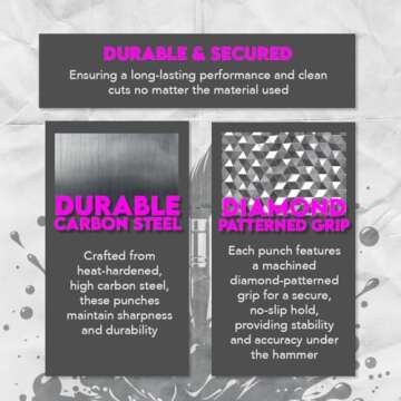 SE Heavy-Duty Leather Punch Set with 12 Sizes for Crafts