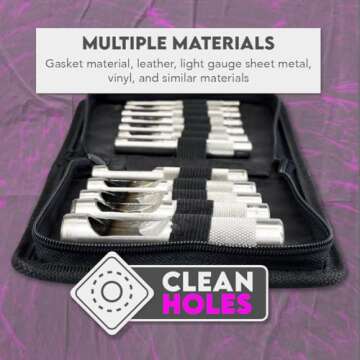 SE Heavy-Duty Leather Punch Set with 12 Sizes for Crafts
