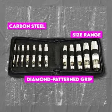 SE Heavy-Duty Leather Punch Set with 12 Sizes for Crafts