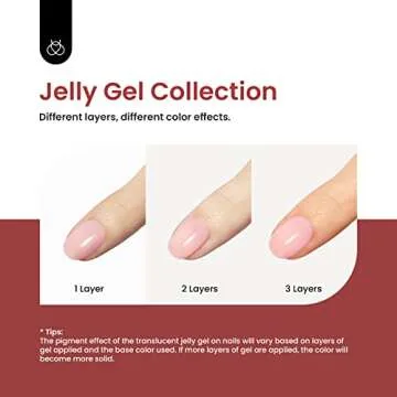 Beetles Jelly Gel Nail Polish Set, 6 Colors Nude Sheer Natural Pink Red Brown Gel Nail Polish Kit for DIY Nail Art Salon Home Gift For Women Girls