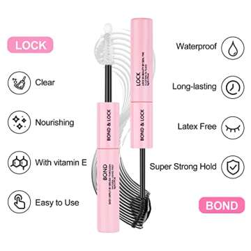Fenshine Lash Bond and Seal, Cluster Eyelash Glue, Individual Cluster DIY Eyelash Extensions, Super Strong Hold Cluster Lash Adhesive, Waterproof, Latex Free, Mascara Wand Glue