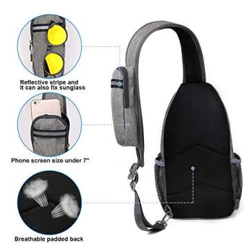 WATERFLY Crossbody Sling Backpack Sling Bag Travel Hiking Chest Bag Daypack