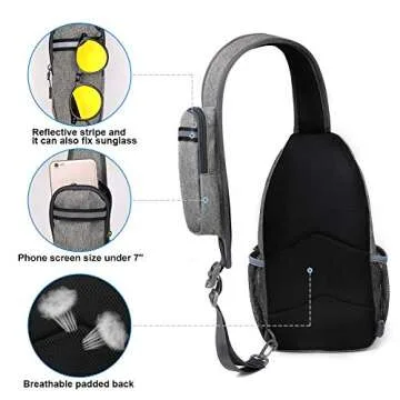 WATERFLY Crossbody Sling Backpack Sling Bag Travel Hiking Chest Bag Daypack