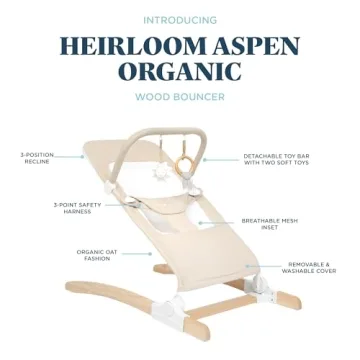 Heirloom Aspen Baby Bouncer with Organic Cotton Comfort
