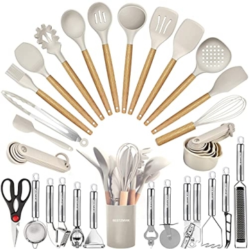 Kitchen Utensil Set - 35 PCs Silicone & Wooden Tools
