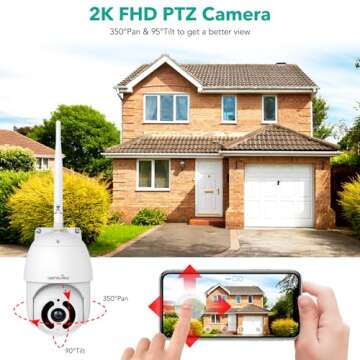 wansview Security Camera Outdoor, 1080P Pan-Tilt 360° Surveillance Waterproof WiFi Camera, Night Vi...