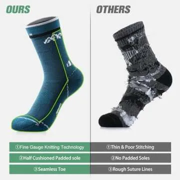 innotree 3 Pack Men's Merino Wool Hiking Socks, Micro Crew Cushioned Hiking Walking Socks Moisture W...