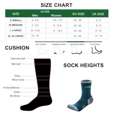 innotree 3 Pack Men's Merino Wool Hiking Socks, Micro Crew Cushioned Hiking Walking Socks Moisture Wicking Trekking Socks