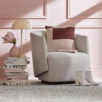 Amazon Brand – Rivet Coen Modern Upholstered Accent Swivel Chair, 30"W, Cream