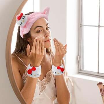 Adorable Kitty Face Wash Headband & Wristband Set