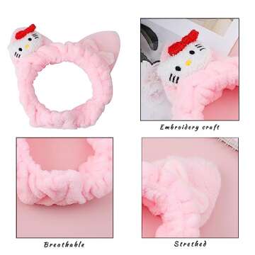 Adorable Kitty Face Wash Headband & Wristband Set