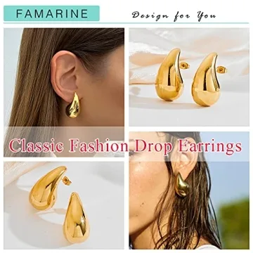 FAMARINE Stylish Gold Drop Earrings for Every Occasion