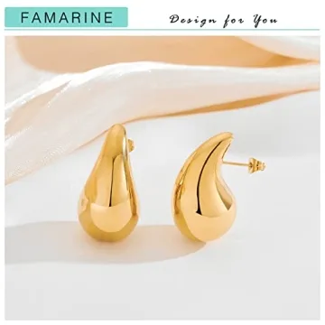FAMARINE Stylish Gold Drop Earrings for Every Occasion