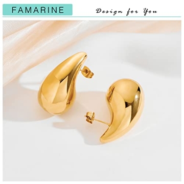 FAMARINE Stylish Gold Drop Earrings for Every Occasion