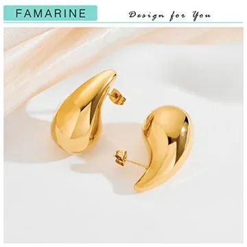 FAMARINE Stylish Gold Drop Earrings for Every Occasion