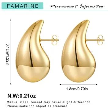 FAMARINE Stylish Gold Drop Earrings for Every Occasion