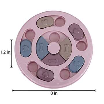 OLYSHE Pet Slow Eating Bowl, Pet Puzzle Eating Toys,Animal Food Treat Dispenser Prevent Fast Eating,Fun Feeder Eco-Friendly Durable，Suitable for Cats and Dogs(Puzzle Eating Bowl Round Pink)