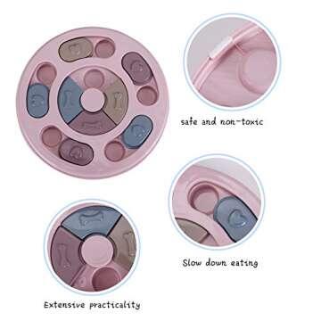 OLYSHE Pet Slow Eating Bowl, Pet Puzzle Eating Toys,Animal Food Treat Dispenser Prevent Fast Eating,Fun Feeder Eco-Friendly Durable，Suitable for Cats and Dogs(Puzzle Eating Bowl Round Pink)