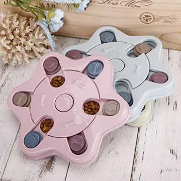 OLYSHE Pet Slow Eating Bowl, Pet Puzzle Eating Toys,Animal Food Treat Dispenser Prevent Fast Eating,Fun Feeder Eco-Friendly Durable，Suitable for Cats and Dogs(Puzzle Eating Bowl Round Pink)