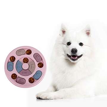 OLYSHE Pet Slow Eating Bowl, Pet Puzzle Eating Toys,Animal Food Treat Dispenser Prevent Fast Eating,Fun Feeder Eco-Friendly Durable，Suitable for Cats and Dogs(Puzzle Eating Bowl Round Pink)