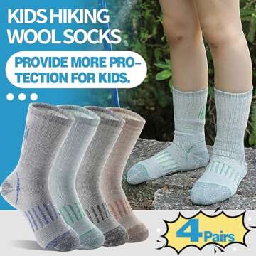 Anlisim Kids Merino Wool Hiking Socks Boys Girls Thermal Winter Warm Boot Thick Snowboarding Socks 4...