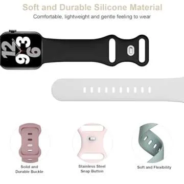 6 Pack Silicone Sport Bands Compatible with Apple Watch Band 38mm 40mm 41mm 42mm 44mm 45mm 46mm 49mm Women Men, Soft Strap Waterproof Wristband for iWatch Series 10 9 8 7 6 5 4 3 2 1 Ultra SE