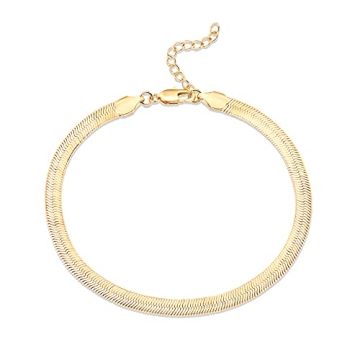 PAVOI 14K Gold Plated Minimalist Snake Chain Anklet for Women | Elegant & Eco-Friendly