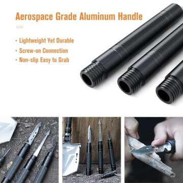 Sahara Sailor Survival Axe, Camping Folding Shovel with Hatchet with Large Shovel Head and 1.6-3.1 Ft Extented Handles, High Carbon Steel Survival Gear Equipment, Storage Bag Included