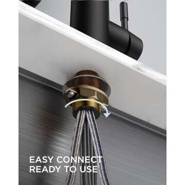 FORIOUS Black Kitchen Sink Faucet with Pull Down Sprayer, Stainless Steel Commercial Single Handle Classic Spring Pull Out Sink Faucet for Farmhouse Camper Laundry Utility Room RV