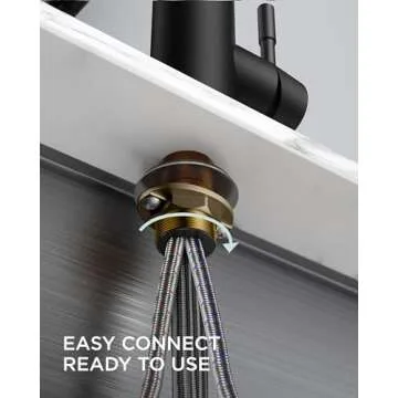 FORIOUS Black Kitchen Sink Faucet with Pull Down Sprayer, Stainless Steel Commercial Single Handle Classic Spring Pull Out Sink Faucet for Farmhouse Camper Laundry Utility Room RV