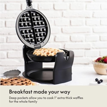 BELLA Classic Rotating Belgian Waffle Maker Nonstick Plates