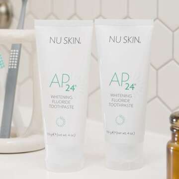 Nu Skin AP 24 Whitening Fluoride Toothpaste | 4oz | Brightens and Whitens Teeth | Helps Prevent Dental Cavities | Gentle Vanilla Mint Formula | 2 Pack