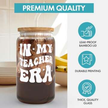 KLUBI Teacher Gifts For Women - In My Teacher Era Cup with Lids and Straws 16 Ounce Coffee Tumbler Mug, Personalized Gifts for Her Graduation, New Job, Birthday