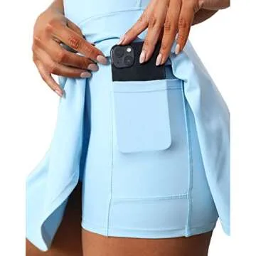 Gyiefcg Womens Sleeveless 2-in-1 Athletic Tennis Golf Dress Underneath Workout Active Dresses with Built-in Shorts Blue