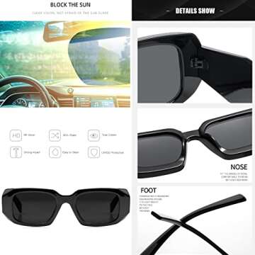 Haqptul Trendy Rectangle Sunglasses for Ultimate Style and Protection