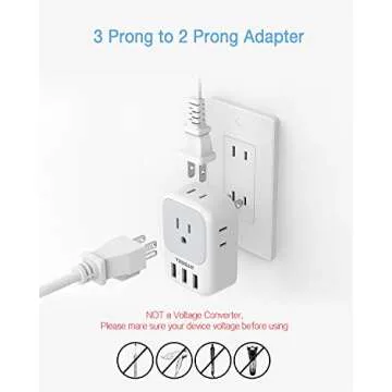 TESSAN US to Japan Plug Adapter, 2 Prong to 3 Prong Outlet Adapter with 4 AC and 3 USB Charger, Type A Travel Power Adaptor for USA to Japanese Tokyo Canada Mexico Philippines Peru China Colombia
