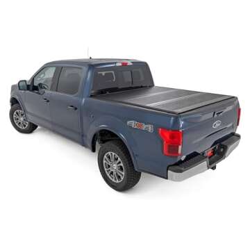Rough Country Hard Low Profile Tri-Fold Truck Bed Tonneau Cover for Ford F-150 (2021-2024)/F-150 Lig...