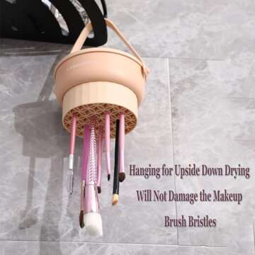 UPTOZOBLY 3 in 1 Brush Cleaning Mat with Brush Drying Holder, Silicone Makeup Brush Cleaner Mat Make Up Brush Cleaning Bowl Cosmetic Brush Washing Tool for Makeup Brush, Sponge, Powder Puff (Purple)