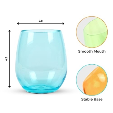 Vibrant Unbreakable Plastic Wine Glasses Set of 6