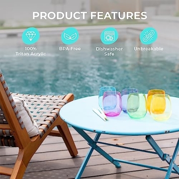 Vibrant Unbreakable Plastic Wine Glasses Set of 6