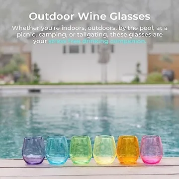 Vibrant Unbreakable Plastic Wine Glasses Set of 6