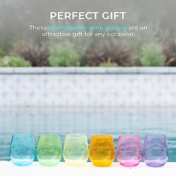 Vibrant Unbreakable Plastic Wine Glasses Set of 6