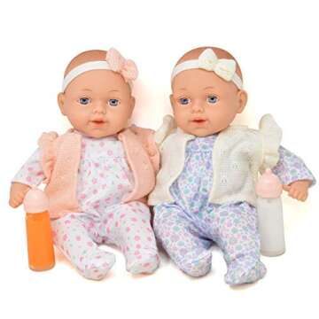 Twin Baby Dolls, 13 Inch Soft Body Baby Dolls with Magic Disappearing Milk Bottle and Juice Bottle