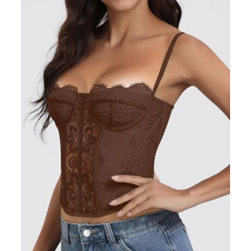 AENLLEY Lace Bustier Corset Crop Top - Stylish Women's Fashion