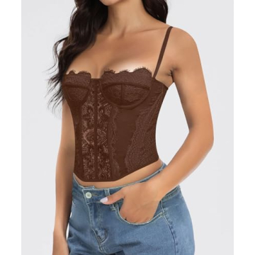 AENLLEY Lace Bustier Corset Crop Top - Stylish Women's Fashion